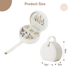 lbxtswpl Mini Travel Jewelry Storage, Mini Jewelry Box Organiser, Portable Jewelry Gift Box for Rings Earrings Necklace for Women Girls(White)