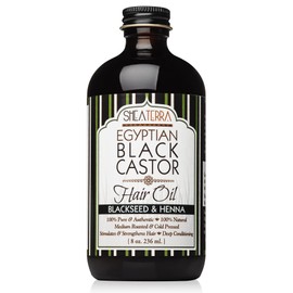 Shea Terra Organics 100 Percent Pure Egyptian Black Castor Extra Virgin Oil – Blackseed and Henna | All-Natural Strengthening and Conditioning Hair Oil for Healthy Hair Growth and Scalp– 8 oz