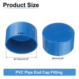 sourcing map PVC Pipe End Cap Fitting, 110mm/4.33" ID Furniture Grade Pipe End Cap Plug Adapter Pipe Plug Socket Fittings for Sewer Drain Pipe Connections, DIY Garden Shelf, Blue