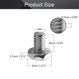 MroMax M4 x 6mm Machine Screws Phillips Head Screw 304 Stainless Steel Silver Grey Pack of 30