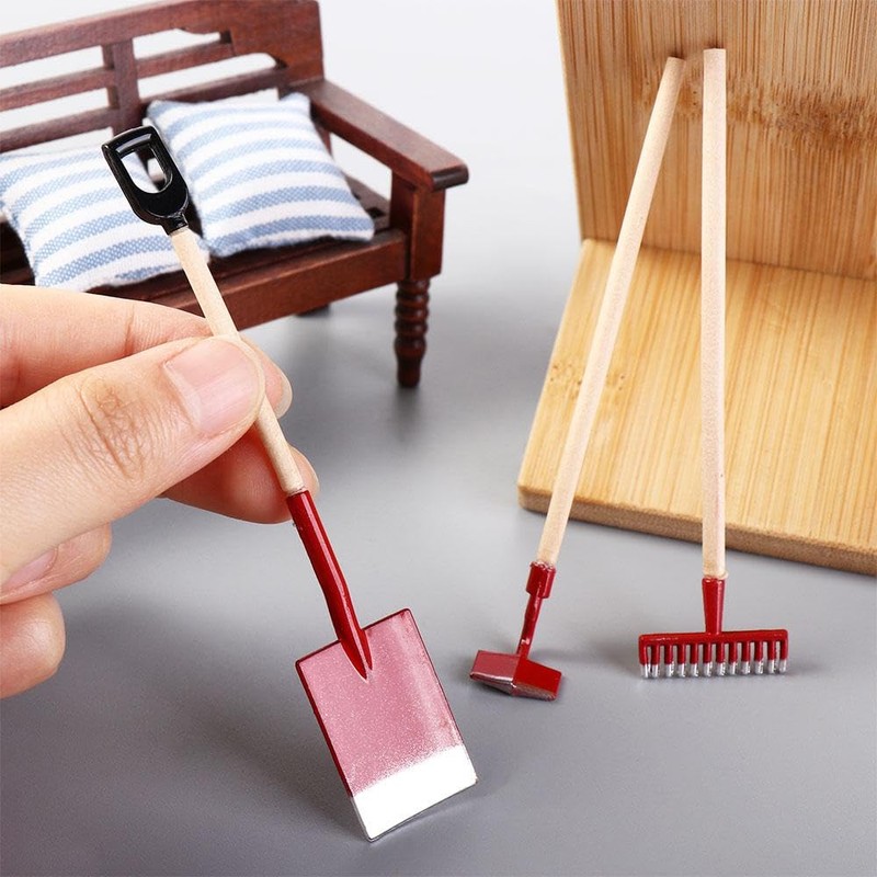 Miniature Dollhouse Garden Tools 3PCS Mini Doll House Working Accessories,