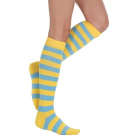 SYYWLYAP Women Girls Striped Knee High Socks Novelty Neon Color Casual Athletic Knee Tube Socks Cute Calf Tube Socks