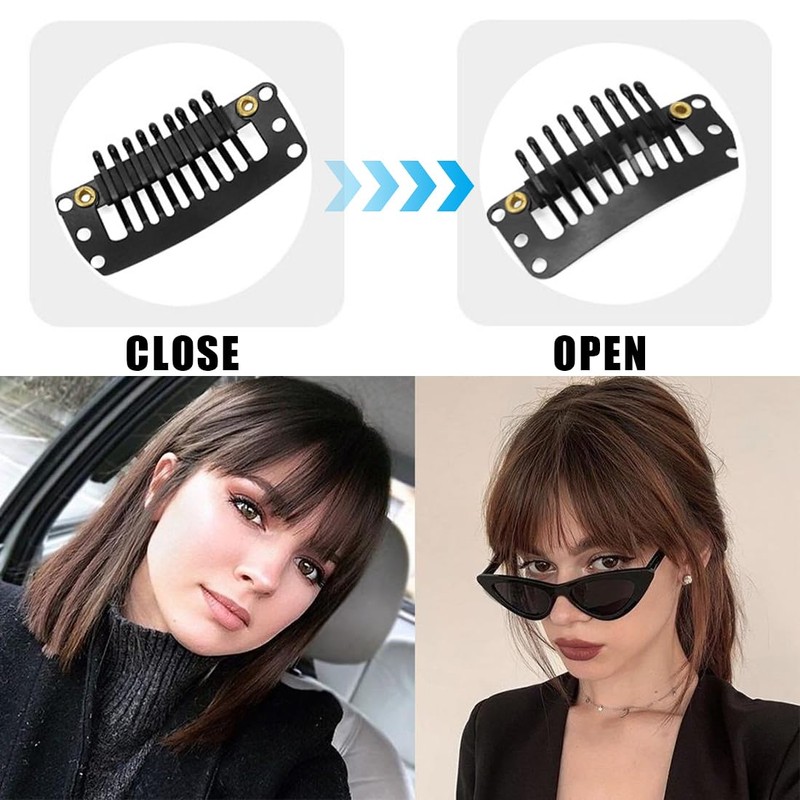 Pack of 2 Clip-In Bangs, Natural Synthetic Hair Flat Bangs,