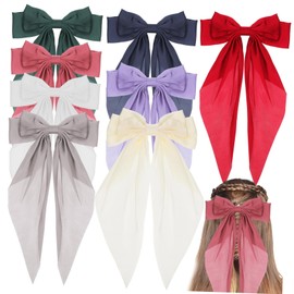 FRCOLOR 8 Pcs Large Hair Bows for Silky Ribbon Hair Clips Lightweight Durable for Women for Everyday Wear and Special Occasions