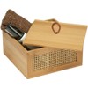 Bamboo Storage Box with Rattan Mesh Panel, Decorative Container for