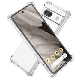 Hy+ Pixel7a Shockproof Case, Pixel 7a Cover, Strap Hole, US Mil-Spec, Clear, Built-in Shock Absorbing Pocket, TPU Case