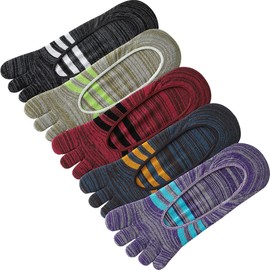 5 Pairs No Show Toe Socks Low Cut Five Finger Cotton Liner Socks Sports Running Socks for Men