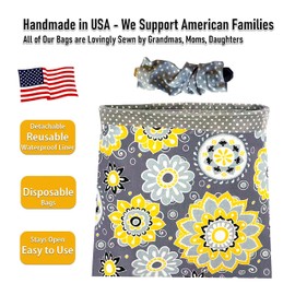 NeatCarBags Trash bin for car - Car Garbage Bag Hanging Front Seat - Small Cute Car Trash Bag with Reusable and Waterproof Liner and Disposable Bags for Auto Trash (Mini Grey Clip-On)