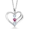 925 Sterling Silver Sky Blue Aquamarine and Pink Tourmaline and