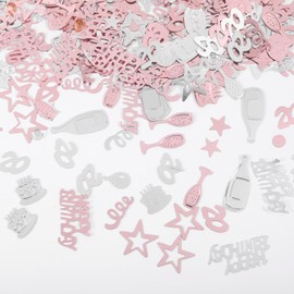 Happy Birthday Confetti Foils, 300pcs Multi-Color Glittered Happy Birthday Words Letters Confetti Metallic Confetti for Rose Silver Table Birthday Decorations Party Supplies (20th)