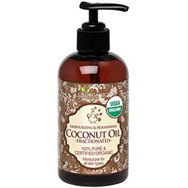 US Organic_Aceite MCT de Coco Fraccionado, Certificado Orgánico por USDA, Sin OMG, Perfecto para Masaje, Cabello, Cuidado de la Piel, 100% Puro, Sin H