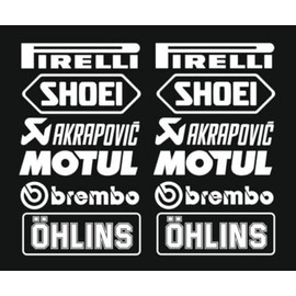 1 x Set No.3 (12 stickers in choice of colour (White) (PIRELLI AKRAPOVIC Tuner Logo Decal for Car 16 CM Tuning Decal Sticker for Car / Motorbike Pick Up