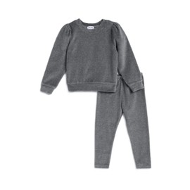 Splendid Baby Girl's Velour Sweatshirt Set, Charcoal