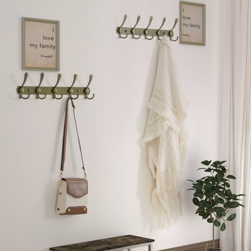 Dseap Wall Mounted Coat Rack - 5 Tri Hooks, Heavy