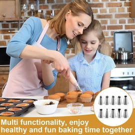 10er Stück Profi Spritztüllen Große, 304 Edelstahl Kuchen dekorieren Tipps Wiederverwendbar Tüllen Professionelle Tüllen Set für Sahne Spritzgebäck Dekorieren Backen Zuckerguss Brandteig