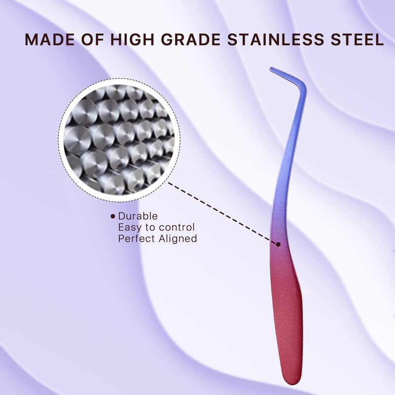 Miuffue Lash Applicator Tool DIY Eyelash Applicator Stainless Steel Curved