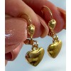 Unbranded Puffed Heart Dangle Drop Earrings with Lever Back Yellow