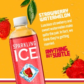 Sparkling Ice, Strawberry Watermelon Sparkling Water, Zero Sugar Flavored Water, with Vitamins and Antioxidants, Low Calorie Beverage, 17 fl oz Bottles (Pack of 12)