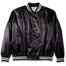 Augusta Sportswear Satin Baseball Jacket/Striped Trim S Black/White