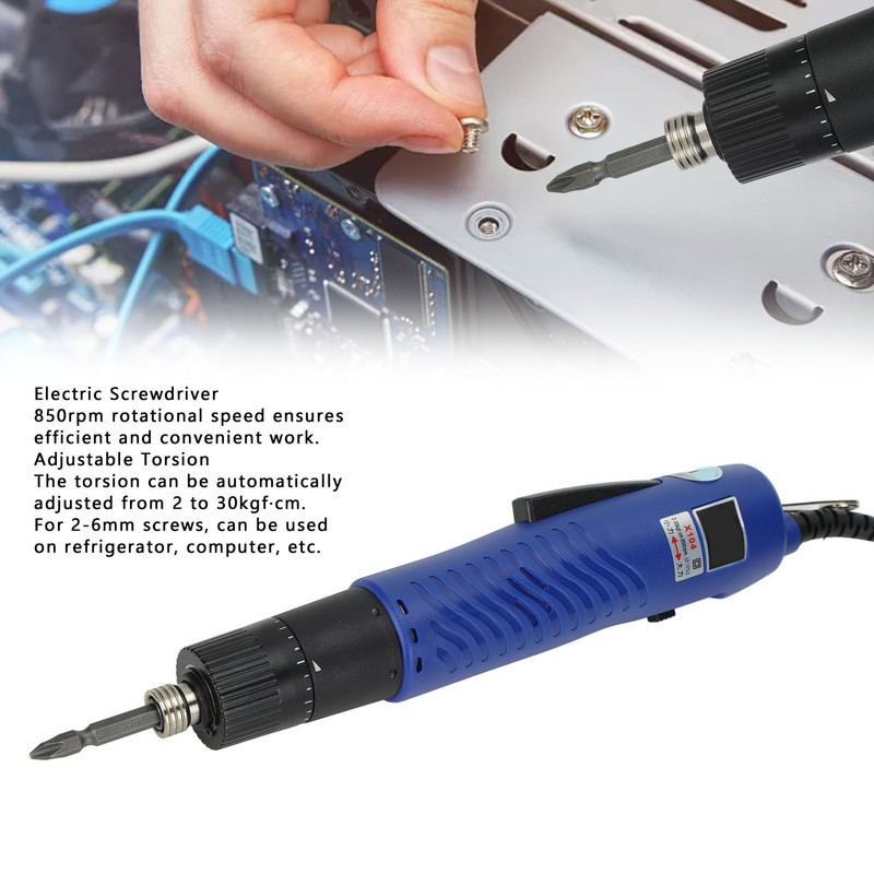 Electric Screwdriver Semi Automatic Adjustable Torsion 850rpm for 2‑6mm Screw