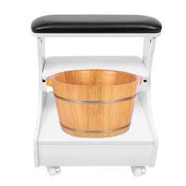 Foot Bath Stool, Portable Esthetician Trolley Cart Foot Rest Massage Table Salon Nail Foot Trolley Cart with 4 Wheels for Home Bathroom Salon Supplies, Load Capacity 44LBS (Black, 44LBS)