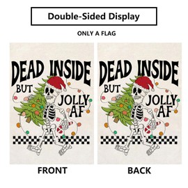 Christmas Garden Flag Funny Skeleton Burlap 12 x 18 Inch Vertical Double Sided Xmas Tree Winter Vacation Decorations Seasonal Yard Outdoor Decor