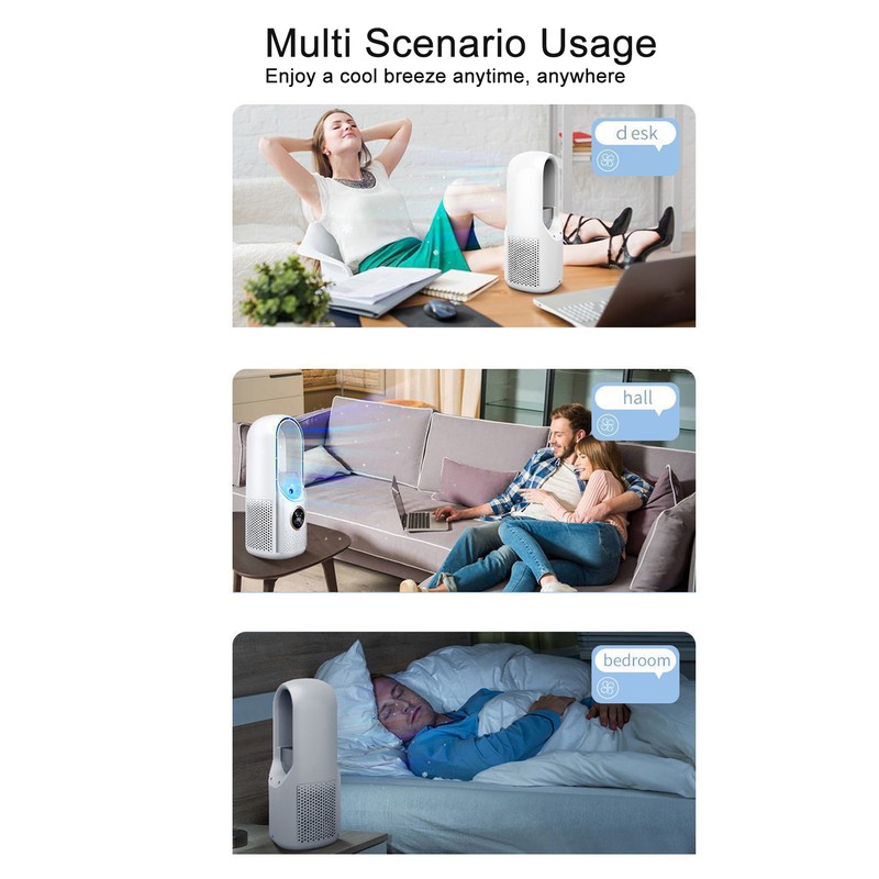 Bladeless Fan 6 Speed Adjustment 100ml Water Tank Quiet USB