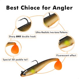 TRUSCEND Fishing Lures for Bass Trout Jighead Lures Paddle Tail Swimbaits Soft Fishing Baits Freshwater Saltwater Jigging Bass Fishing Gear for Men