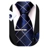 Barry.Wang Men's Silk Business Ties with Handkerchief, Cufflink Stripes Plaid