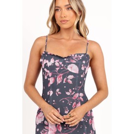 Petal & Pup Women's Arycia Midi Dress, Steel Gray Floral