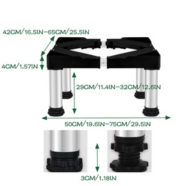 XRB2050 Heavy Duty Mini Fridge Stand-Adjustable , 12" Height Washer and Dryer Pedestals, Adjustable Universal Fridge Holder for Dorm Appliance and Ice maker stand(Black) (11.4"-12.5" Height)