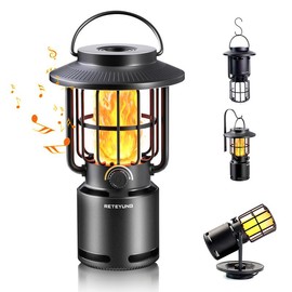 Reteyung Outdoor LED Flame Light , with Upside Down Effect, IP65 Bluetooth Waterproof Speaker for Patio/Party/Camping - Color: One