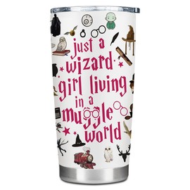 Magic Tumbler Cup Magic Stuff Wizard Gift Librarian Gifts Book Worm Gift Ideas Wizard Staff Magic Kits & Accessories Book Lover Gifts for Women Teens Girls 20 oz Travel Tumbler Coffee Cup