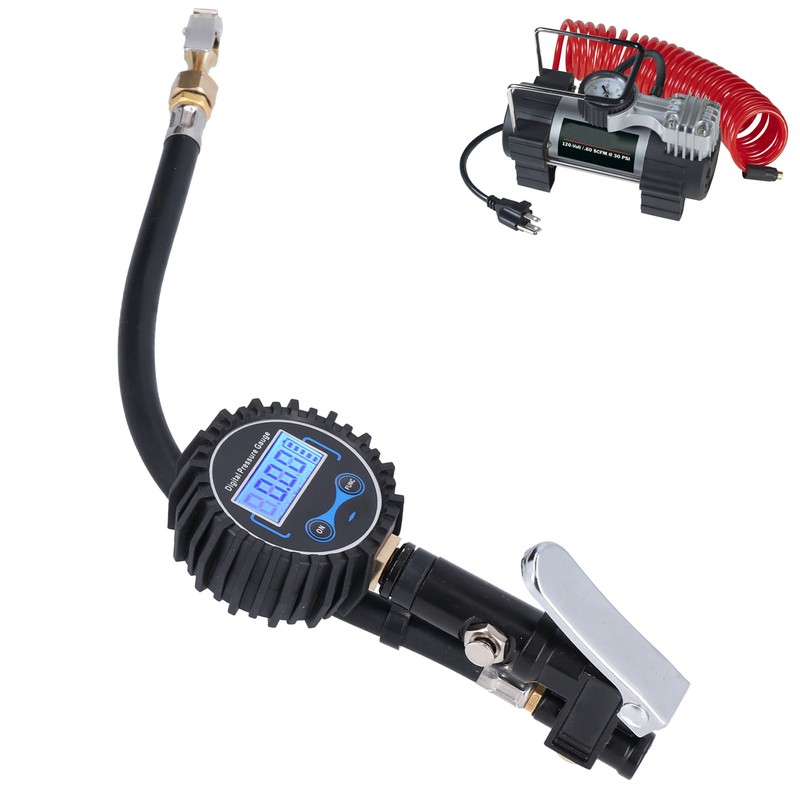 300PSI Tire Inflator Meter LCD Digital Display Inflation Pressure Gauge
