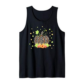Fall leaves & vintage Pumpkin Leopard Print for Thanksgiving Tank Top