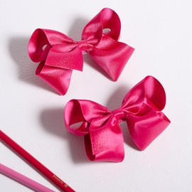 Hot Pink Ribbon Hair Bow Barrettes Clips 4inch Sparkly Glitter Ribbon Bow-knot Alligator Pins Toddler Teen Girls Kids Birthday Party Dress Decor Accessory Valentines Gift