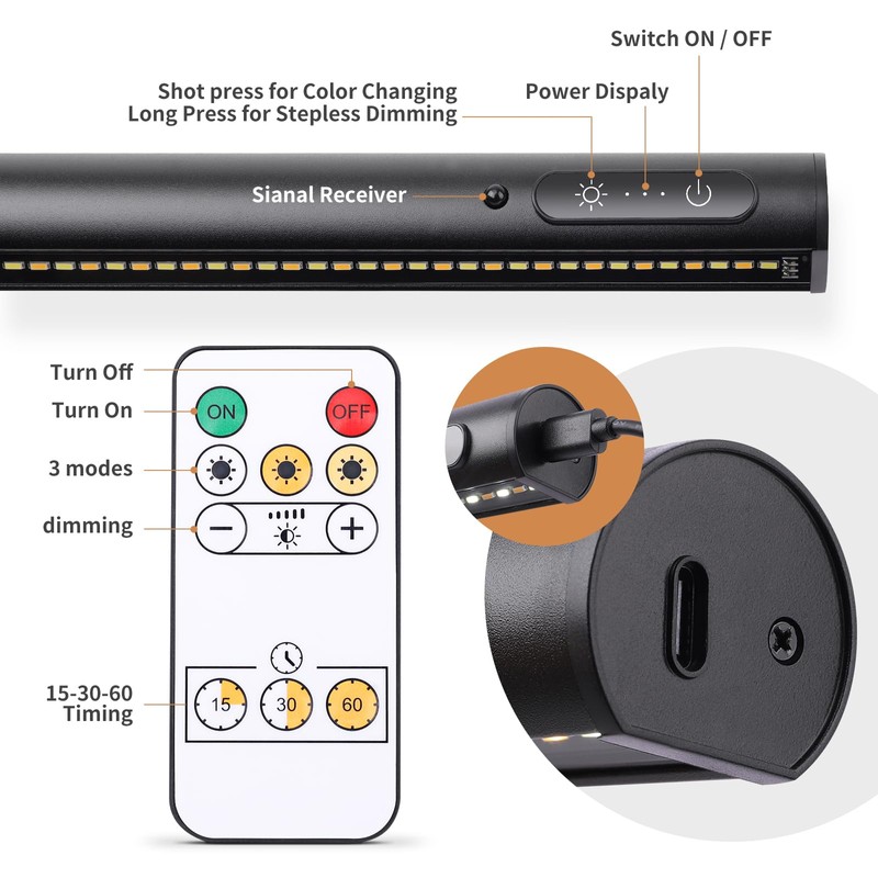 EAYOYAE Battery Operated Wireless Picture Light，Rechargeable/Plugged in 31.5inch Painting Display