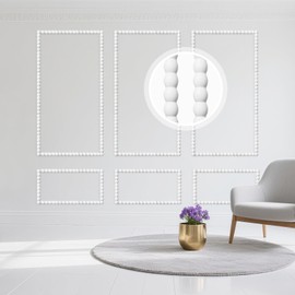 Moldeo para despegar y pegar para paredes, marco de espejo flexible de 10 pies, borde decorativo de perlas para decoración de pared para baño, sala de estar, paneles de pared de TV, marco de