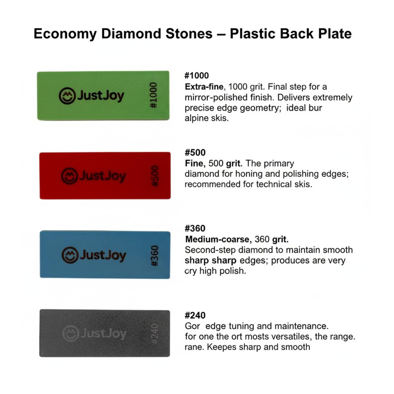 JustJoy Ski & Snowboard Edge Tuning Diamond Stone Set (4-Piece)