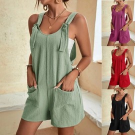 2025 Women's Cross-Country Summer Casual Short Pants Jumpsuit Overall 2XL/Black 10ea