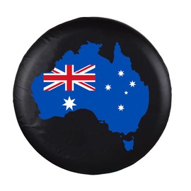 Spare Tyre Cover, Wheel Cover with Australia Flag PVC Leather Waterproof Dust-Proof Universal Fit for Jeep Trailer RV SUV Camper Vehicle (14 Inch)