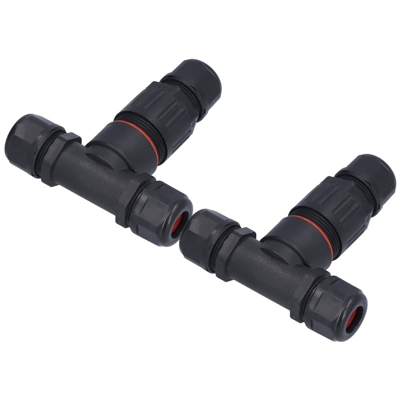 2Pcs 3 Way Junction Box Waterproof T Shape Cord Connector