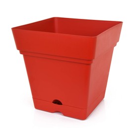 Mintra Home Garden Pot w/Wheels, Large (14.5inW x 15inH), (Red) - Colorful, Flower Pot, Planter