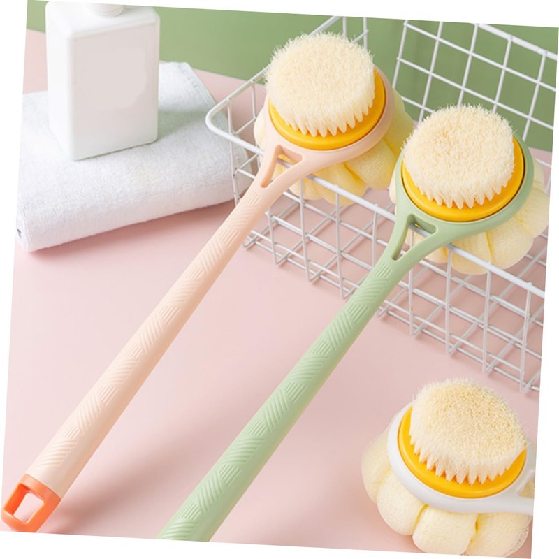 PACKOVE Ergonomic Long Handle Bath Brush Two-Sided Body Scrubber Soft