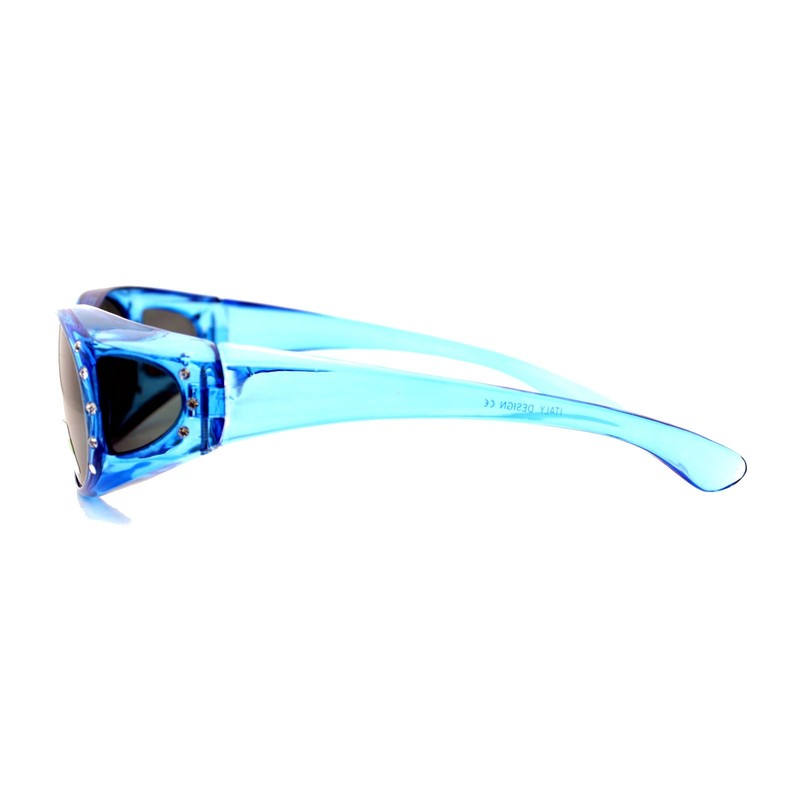 SA106 Womens Rhinestone Polarized Oval Fit Over Sunglasses Blue