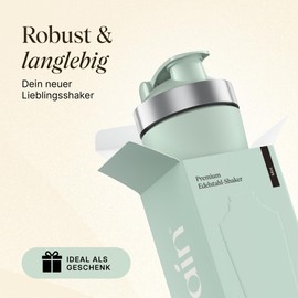 VETAIN Stainless Steel Shaker 700 ml - 100% Leak-Proof - Premium Protein Shaker with Mixball - Exterior Engraved Measuring Scale - Free from BPA & DEHP - Dishwasher Safe, Robust and Durable - Mint