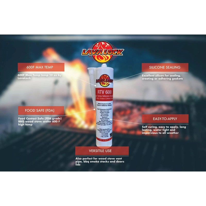 LavaLock® RTV 600F Red BBQ Smoker Sealer RTV Gasket adhesive