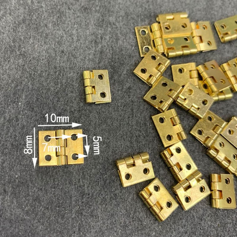 5X Small Mini Decorative Jewelry Cigar Box Hinges Brushed Brass