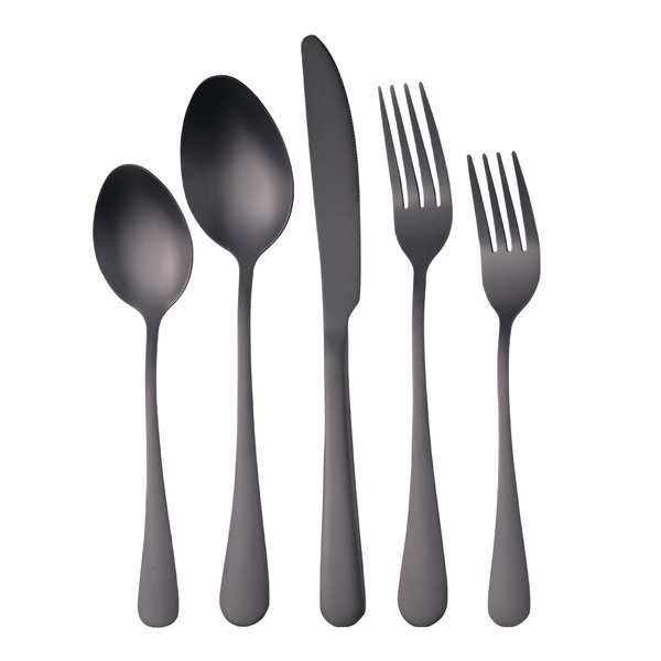IOCBYHZ 10Pcs Silverware Set Stainless Steel Flatware Set, Matte Black