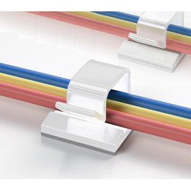 Elfcam® - 30 Piece Adhesive Cable Clips for Ethernet Network Cable Management, Cable Ties and Cords for Home or Office, White (Set of 30)